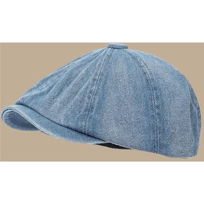 Vintage Gewassen Denim Newsboy Pet Korte Klep Casual Platte Pet Veelzijdige Achthoekige Petten Voor Mannen Vrouwen gray