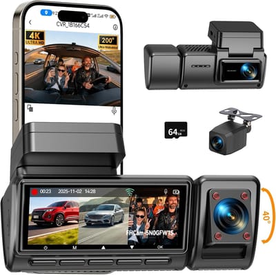 Dashcam Auto - 3 Kanaals Camera - Veilige Ritten - 490° Groothoek - 3.16 Inch Scherm