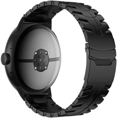 Titanium bandje - RVS - geschikt voor Google Pixel Watch 4 (45mm) / Pixel Watch 3 (45mm) - stalen schakelband met vlindersluiting - zwart