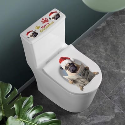 Toiletdeksel Hoezen - WC Bril Covers - Badkamer Decoratie - Duurzaam Materiaal - Universele Pasvorm - Mops Hond