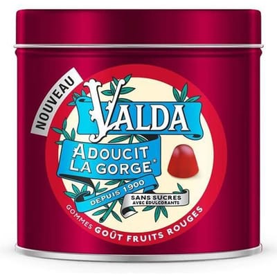 Valda Gommes Sans Sucres Fruits Rouges Adoucit La Gorge 140g