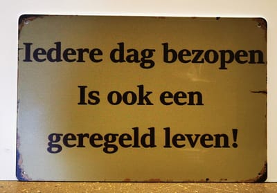 Metalen wandbord- Iedere dag bezopen - Mancave - Wand Decoratie - Metal sign - Mancave decoratie - Decoratie - Metalen borden - Tekst borden - Metalen bord