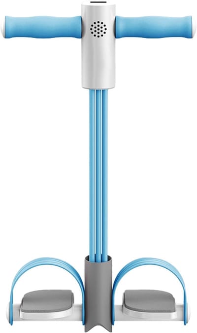 Pedaaltrekker Trainer - Buikspier Expander - Thuis Fitness - Met Spraak Tellen - 6 Weerstandskoorden - Blauw