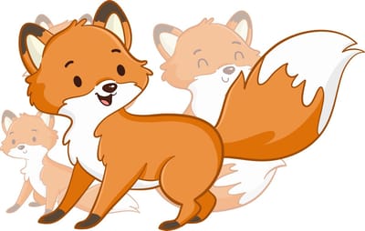 Jerma - Vosjes - Muurstickers - set 4 stuks - 4 maten - Textielfolie -Zelfklevend - Waterbestendig