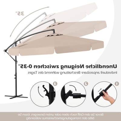 Zweefparasol 300 cm - Tuinparasol Scherm - Terras en Tuin - Hellingshoek Verstelbaar - 290 x 250 cm - Beige