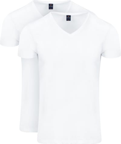 Suitable Vitasu T-Shirt V-Hals Wit 2-Pack - Maat S - Heren - Basic T-shirt - Ondershirt met Stretch