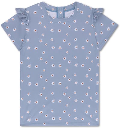 Swim Essentials Zwemshirt Met Korte Mouwen - Blauw - Daisy Flower - 74/80