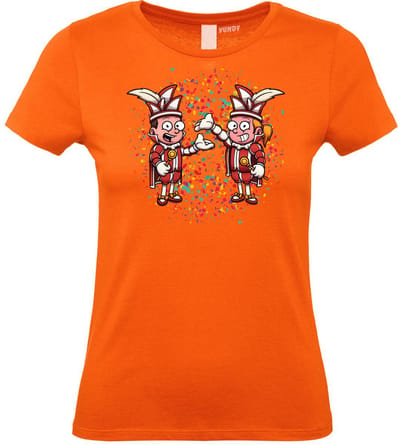 Dames T-shirt Carnavals Paar | Carnaval | Carnavalskleding Dames Heren | Oranje | maat XS