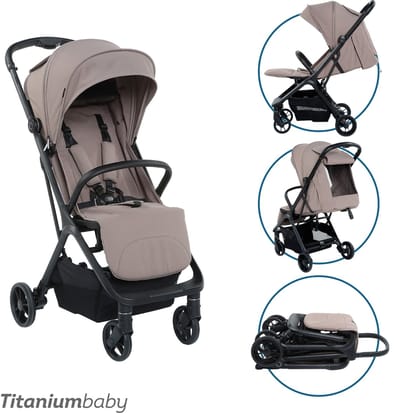 Titanium Baby Pulse Buggy - Donker Taupe - Uitgerust met boodschappenmand - Verstelbare rugleuning