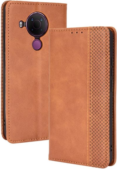 Coverup Hoesje - Geschikt voor Nokia 5.4 Hoesje - Coverup Vintage Style Book Case - Bruin