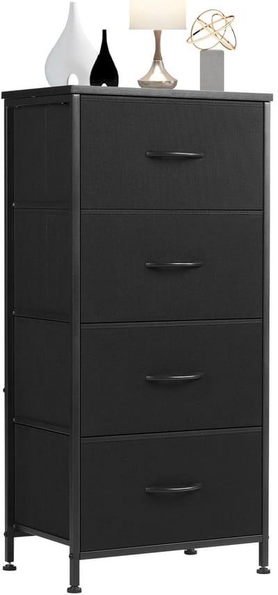 D&A Ladekast - Ladenkastje - Ladenkasten Slaapkamer - Commode - Bureau - Slaapkamer - Kledingkast - Kleding - 4 lades - Zwart
