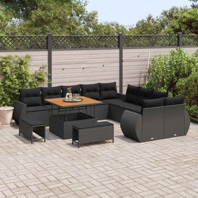 vidaXL - Tuinbank - Set - 13 - st - 13-Aantal - zitplaatsen - Zwart