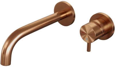 Brauer Copper Edition Inbouw Wastafelmengkraan met Gebogen Uitloop en Rozetten Model B1 Koper Geborsteld PVD
