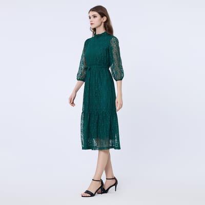 Fit-and-flare kanten jurk