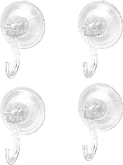 Set van 4 Zuignappen met Haken, Sterke Zuignap Haken voor Gladde Oppervlakken, Herbruikbaar en Eenvoudig te Bevestigen zonder Boren, Ideaal voor Keuken en Badkamer