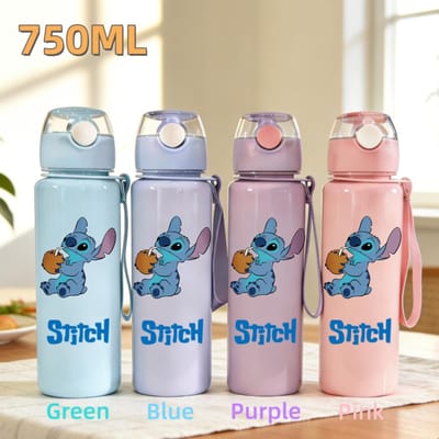 Schattige En Charmante Stitch Waterfles 800ml Kinderen 304 roestvrij staal thermosbeker Meisjes Jongens Sportbeker School Kantoor Bijlage Cadeau Green