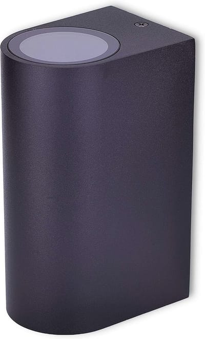 Ronde zwarte wandlamp van aluminium - 2x GU10 voor binnen en buiten, IP44 - zonder gloeilampen