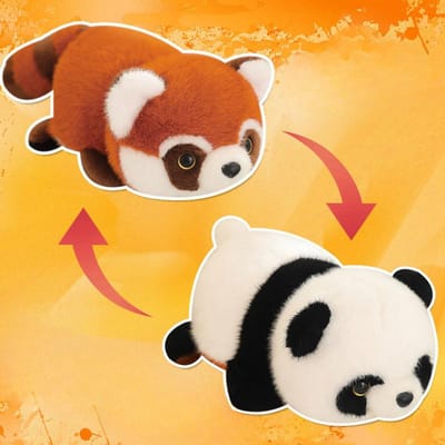 Reuzenpanda Verandert in een Kleine Panda Flip Verandert in een Kleine Panda Pop Wasbeer Pop Pluche Speelgoed Verjaardagscadeau voor Vrouwen 30CM white