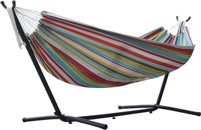 Dubbele Hangmat - Met Standaard - Ontspannen Buiten - Eenvoudige Montage - 249 cm - Gekleurd