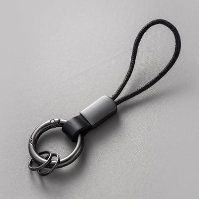Porte-clés pour hommes et femmes, porte-clés de voiture, cordon en coton, porte-clés en métal, cadeau tendance gray