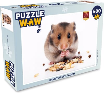 Puzzel hamster eet zaden - Legpuzzel - Puzzel 500 stukjes