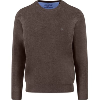 Fynch-Hatton Trui O-Neck Superfine Cotton Uni Color Earth / male