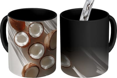 Magische Mok - Foto op Warmte Mokken - Koffiemok - Kokosnoten - Bruin - Shaduw - Magic Mok - Beker - 350 ML - Theemok
