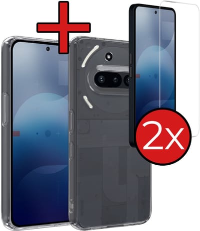 Hoesje - Met 2x Screenprotector - Geschikt voor Nothing Phone (3a) - Sterk & Shockproof - Telefoon Hoes - Back Cover - Siliconen Case - Telefoonhoes - Transparant