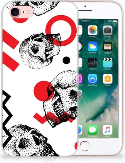 Silicone Back Case iPhone SE 2022 | SE 2020 | 8 | 7 Skull Red