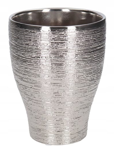 Polnix - Keramische Bloempot - Zilver - 16,5 cm - Hoogwaardige Keramiek