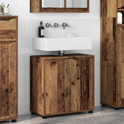 vidaXL - Badkamer - wastafelkast - Oud - Hout - 60 - x - 30 - x - 60 - cm - Bewerkt - hout