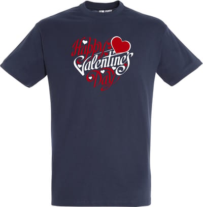 T-shirt Happy Valentines Day | valentijn cadeautje voor hem haar | valentijn | valentijnsdag cadeau | Navy | maat XS
