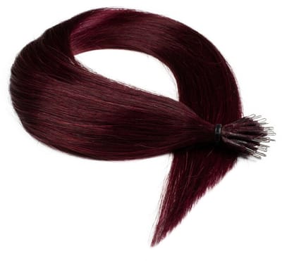 hair2heart Premium Nanoring Extensions Echt haar glad - 25 strengen 1 g 60 cm 55/65 lichtbruin intensief violet-mahonie