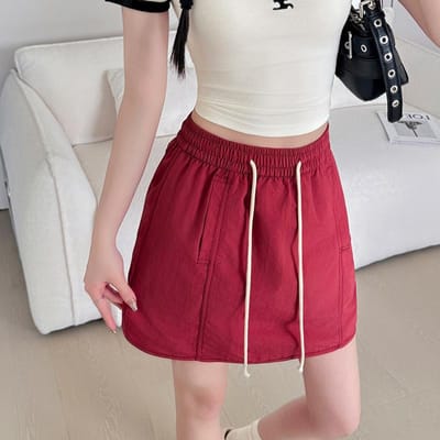 Jupe Robe de Travail Style Vintage pour Femmes en Été Dernière Nouveauté Taille Haute Amincissante Anti-exposition Jupe Courte Jupe Ligne A Hip-pack XL gray