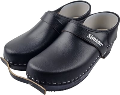 Werkklompen - Schoenklompen - Dichte hiel met houten zool en leren kap - Unisex klompen - Simson - Zwart - maat 37