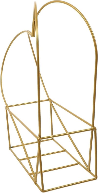 Bloemenmand Hartvormig - Wanddecoratie Plantenbak - Bruiloft Decoratie - Duurzaam IJzeren Frame - 35x33x12 cm - Goud