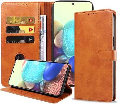 Geschikt voor Samsung Galaxy A71 5G Telefoonhoesje Kunstleer met Magnetisch lipje en Pasjeshouder Book Case met Klepje - Bruin - Smartphonica geschikt voor Samsung Galaxy A71 5G