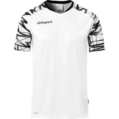 Uhlsport Goal 25 Shirt Korte Mouw Kinderen - Wit / Zwart | Maat: 116