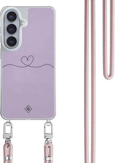 Casimoda® hoesje met rosegoud koord - Geschikt voor Samsung S26 - Hart Lila - Afneembaar koord - TPU/polycarbonaat - Paars