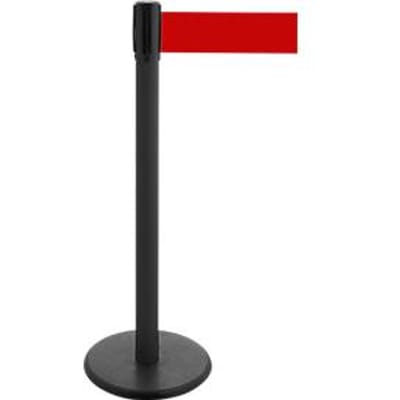 Afzetpaal met trekband GLA 29, zwart, trekband rood