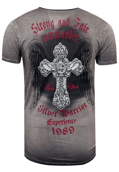 V-hals T-shirt met print aan de zijkant