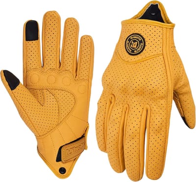 NordHaus Motorrijhandschoenen - Lederen Motorhandschoenen - Touchscreen Handschoenen - Knokkelbescherming - Yellow-Perforated XL