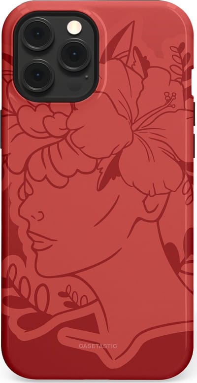 Casetastic hoesje geschikt voor Apple iPhone 12 Pro Max - MagSafe - Dubbellaagse bescherming - Bloemenfluistering - Fashion Case - Koraal Terracotta