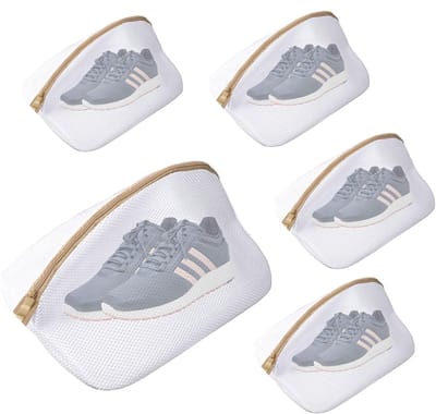 Waszak-waszak schoenen-waszak voor schoenen-5 netwaszakken voor schoenen - waszakken met rits ter bescherming van schoenen - geschikt voor sneakers, sportschoenen, slippers - Wit - 40x24x24cm