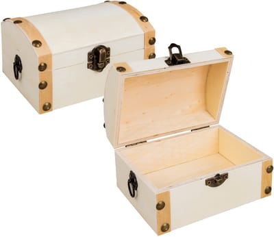 Rayher hobby Houten kistje/box met sluiting en deksel - 2x - 13 x 10 x 8 cm - Sieraden/spulletjes/sleutels - kleine kistjes - schatkistje