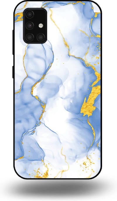 Smartphonica Telefoonhoesje Geschikt voor Samsung Galaxy A71 4G met Lichtblauw Goud Marmer Opdruk - TPU Backcover Case Lightblue Gold Marble Design geschikt voor Samsung Galaxy A71 4G