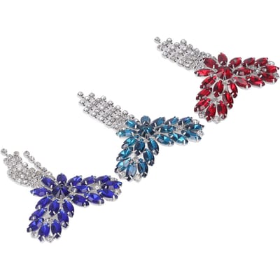 3 stuks Broche Sieraden Hartvorm Glas Gekleurd Glazuur Kwastje Ketting Rood Pauwblauw Donkerblauw Broche gray