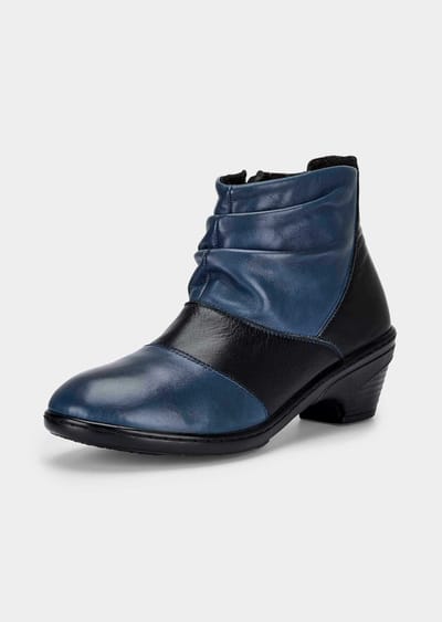 Gevoerde enkellaarsjes van echt leer - blauw / zwart - Gr. 36 van Goldner Fashion