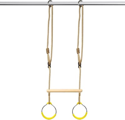 Schommelringen Set - Avonturenbaan Klimtouw - Buiten Spelen - Modulair Ontwerp - 39 x 148 cm - Zwart
