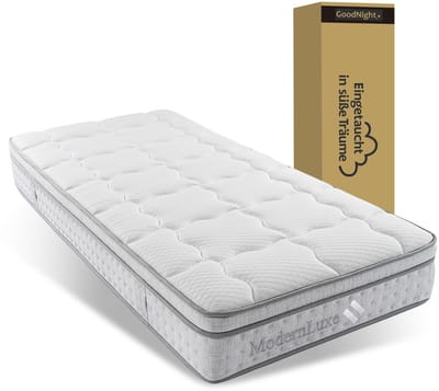 Pugsdrly 7-zone pocketveringmatras 90x200 cm H3, 25 cm hoge koudschuim hybride matras, ergonomische puntelasticiteit & ademend, OEKO-TEX-gecertificeerd, matras voor eenpersoonsbed